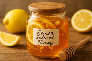 create honey jar with lemon infused honey